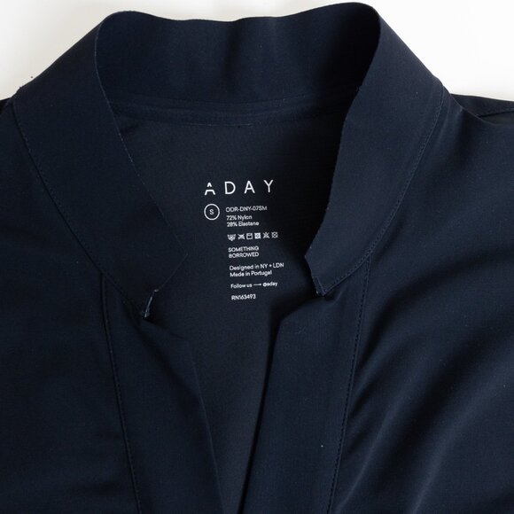 ADAY Something Borrowed Travel Snap Front Dress Navy Blue - Picture 6 of 13